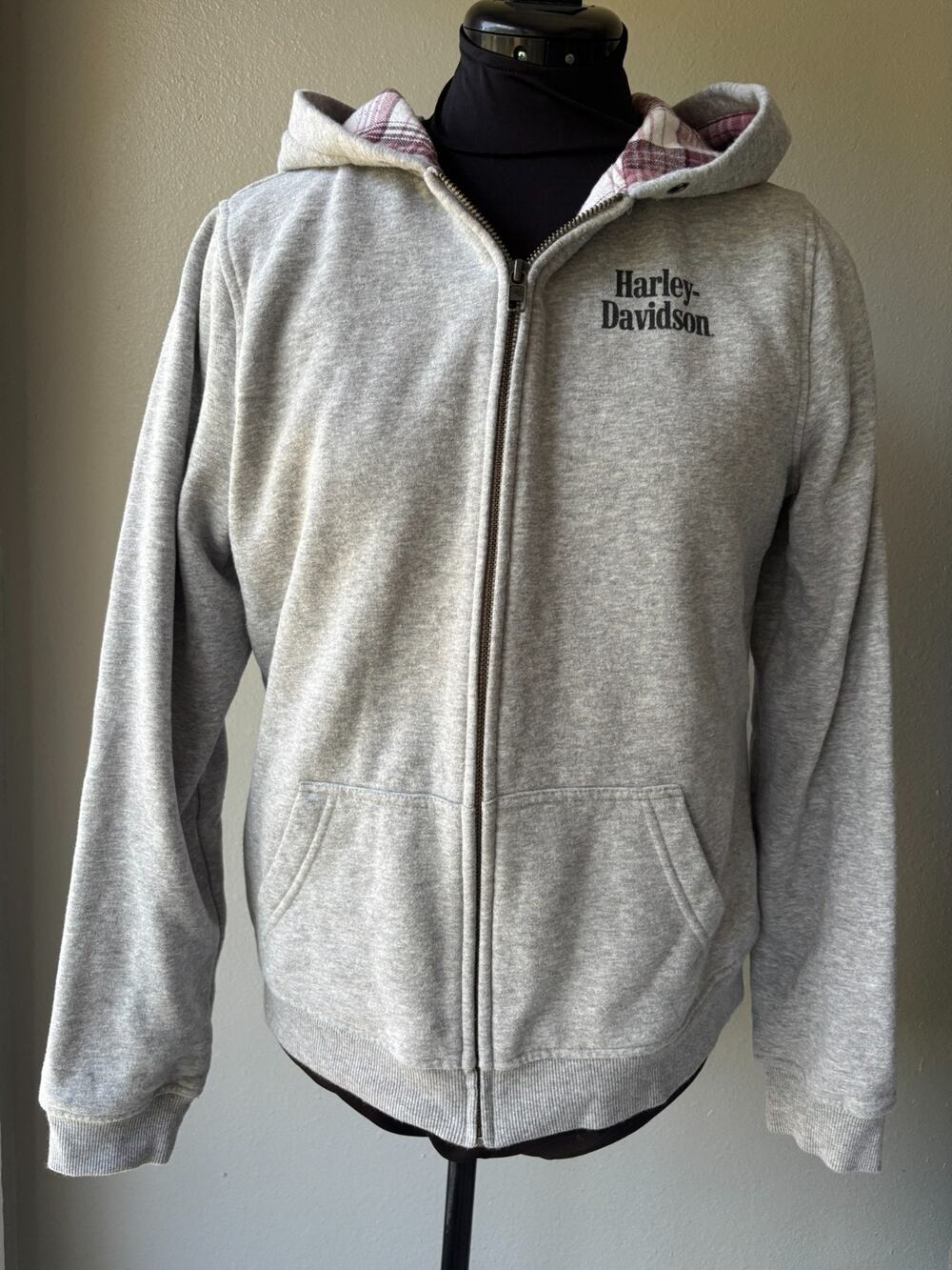 Harley-Davidson Forever Flannel Lined Hoodie, Gray – Size M